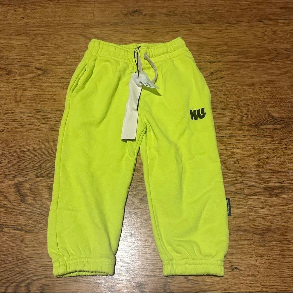 nununu hot lime Kids Joggers sweatpants size 18-24 NWT elastic waist cotton